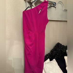 Pretty Garden fuchsia pink one shoulder dress NWT